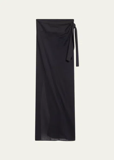 Eres Peplum Long Sarong With Belt In Noir