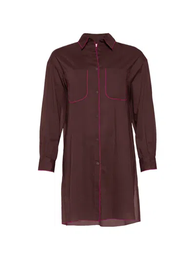 Eres Phare Contrast-trimmed Shirt In Brown