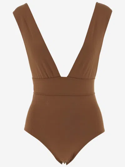 Eres Pigment Stretch Nylon One Piece Swimsuit In Brown