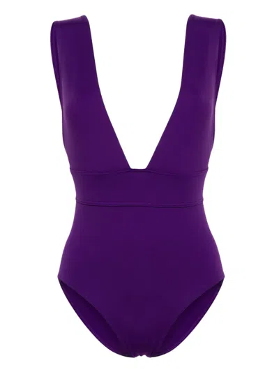 Eres Pigment V-neck Swimsuit In Purple