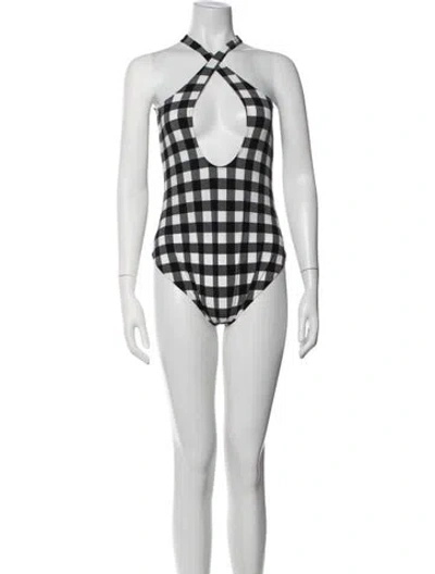 Pre-owned Eres Plaid Print One-piece In Black