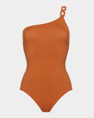 Eres Plaisance Asymmetric One-piece Swimsuit In Ecorce