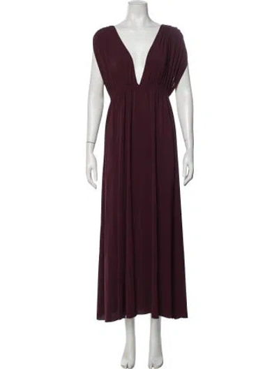 Pre-owned Eres Plunge Neckline Long Dress In Burgundy