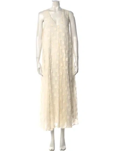 Pre-owned Eres Polka Dot Print Long Dress In Neutral