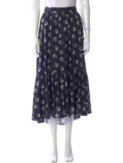 Pre-owned Eres Polka Dot Print Midi Length Skirt In Blue