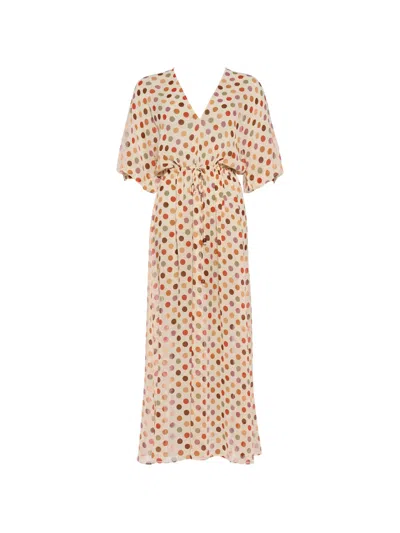Eres Polka-dot Drawstring Midi Dress In Multi