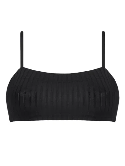 Eres Praia Ribbed Bikini Top In Black