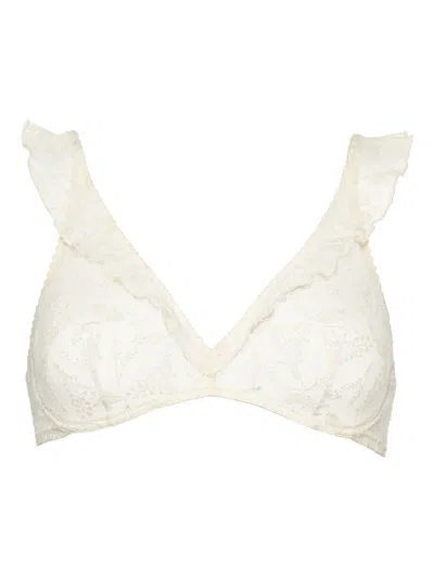 Eres Printanière Underwire Ruffled Bra In White
