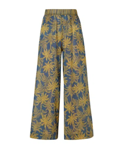 Eres Itinerant Printed Cotton-voile Straight-leg Pants In Blue