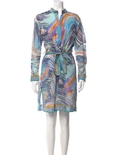 Pre-owned Eres Printed Knee-length Dress In Blue