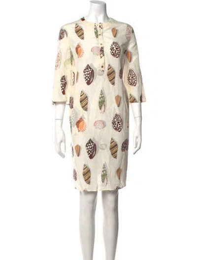 Pre-owned Eres Printed Knee-length Dress In Neutrals