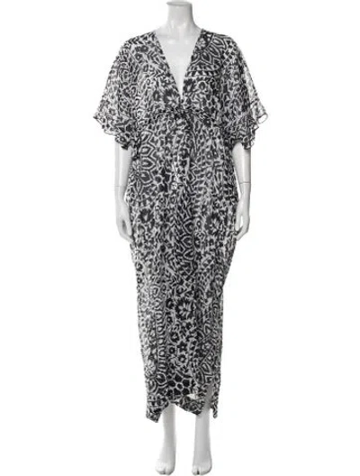 Pre-owned Eres Printed Long Dress In Black