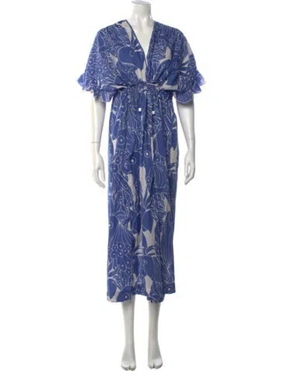 Pre-owned Eres Printed Long Dress In Blue