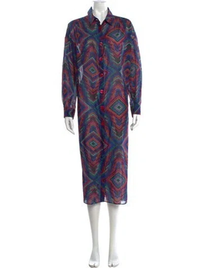 Pre-owned Eres Printed Long Dress In Blue