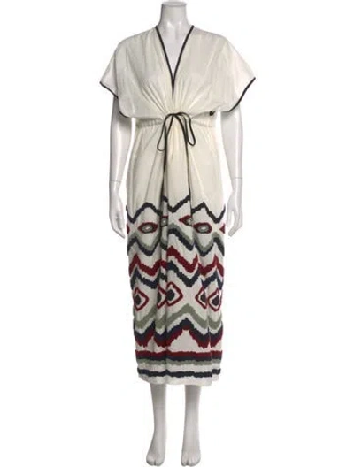 Pre-owned Eres Printed Long Dress In Neutral