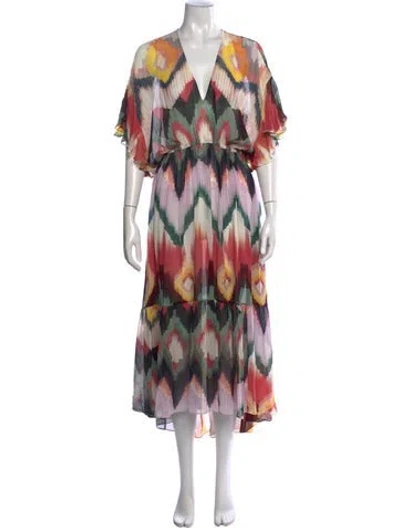 Pre-owned Eres Printed Long Dress In Red
