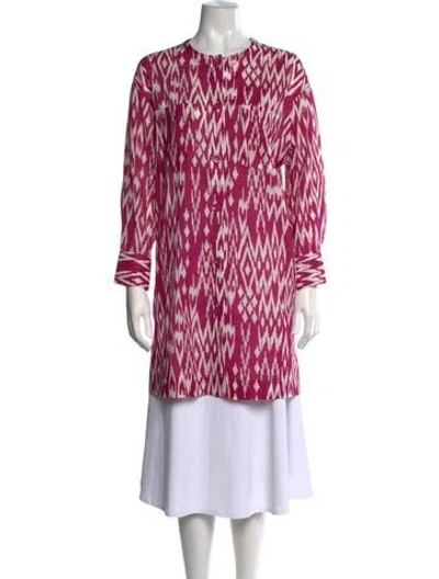 Pre-owned Eres Printed Long Sleeve Tunic In Pink
