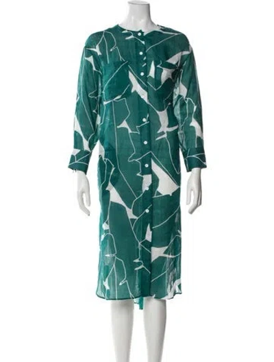 Pre-owned Eres Printed Midi Length Dress In Green