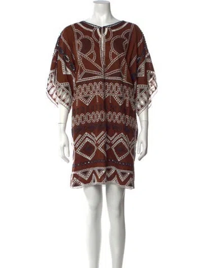 Pre-owned Eres Printed Mini Dress In Brown