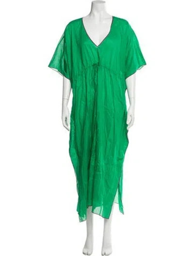 Pre-owned Eres Raw-edge Trim Nightgown In Green
