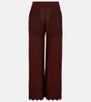 Eres Chimère Récit Open-knit Cotton-blend Wide-leg Pants In Red