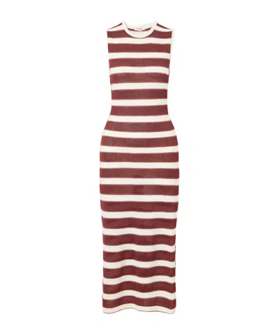 Eres Régulière Striped Metallic Cotton-blend Midi Dress In Brown