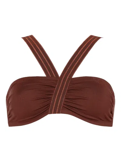 Eres Rendez-vous Ruched Strap Bikini Top In Brown