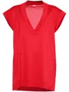Eres Renée V-neck Cotton T-shirt In Red