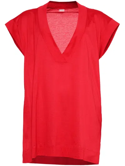 Eres Renée V-neck Cotton T-shirt In Red