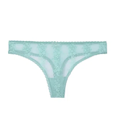 Eres Fleur Du Sel Ressac Embroidered Stretch-tulle Thong In Blue