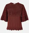 Eres Rêverie Open-knit Cotton-blend Top In Red