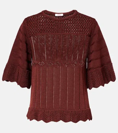 Eres Rêverie Open-knit Cotton-blend Top In Red