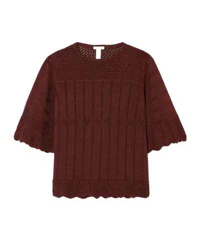Eres Chimère Reverie Open-knit Cotton-blend Top In Brown