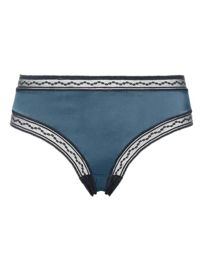 Eres Rêveur Lace-trimmed Thong In Blue