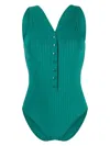 Eres Ribbed Scoop-back Swimsuit In Green