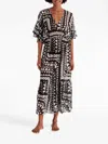 Eres Rivage Long Midi Dress In Tribal In Black