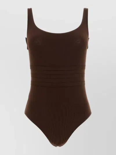 Eres Asia Stitching-detail Swimsuit In Brown
