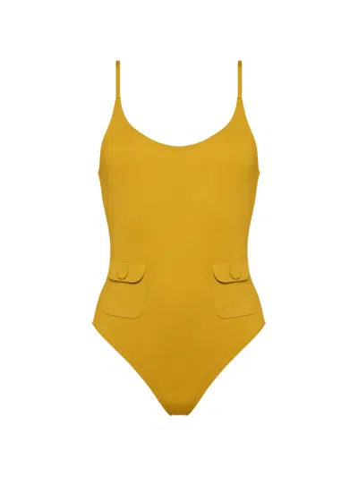 Eres Round-neck Swimsuit In Yellow