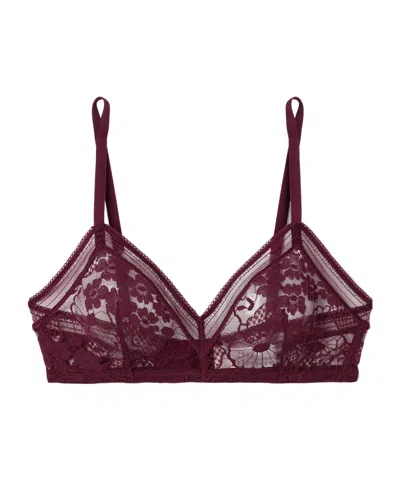 Eres Royal Leavers Lace Soft Cup Bra In Burgundy