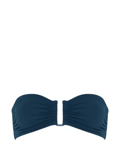Eres Ruched Bandeau Bikini Top In Blue