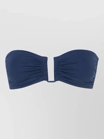 Eres Ruched Bandeau Swim Top Beachwear In Blue
