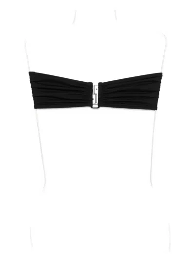 Eres Ruched Buckled Bikini Top In Black