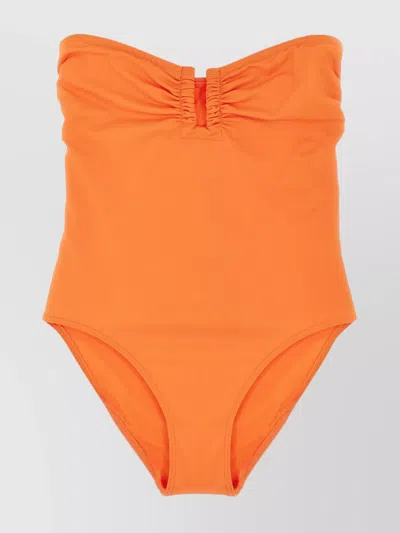 Eres Ruched Detail Strapless One-piece Swimsuit In Orange