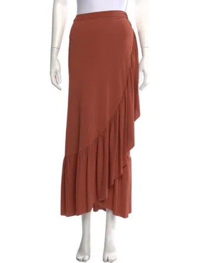 Pre-owned Eres Ruffle Embellishment Long Skirt In Orange