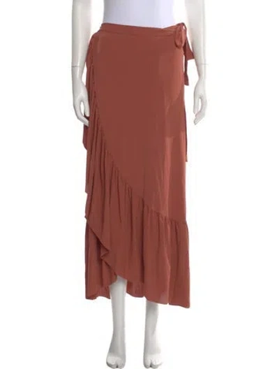 Pre-owned Eres Ruffle Embellishment Midi Length Skirt In Orange