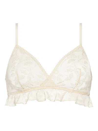 Eres Ruffled Floral-print Bra In Neutral