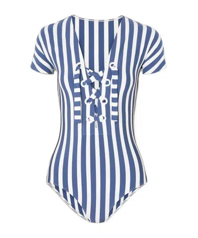 Eres Samba Chiquito Lace-up Striped Swimsuit In Blue