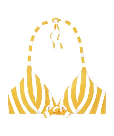 Eres Samba Mucho Striped Triangle Bikini Top In Yellow