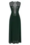 Eres Sleeveless Round Neckline Dress Mesh Panel In Green