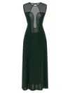 Eres Sleeveless Round Neckline Dress Mesh Panel In Green